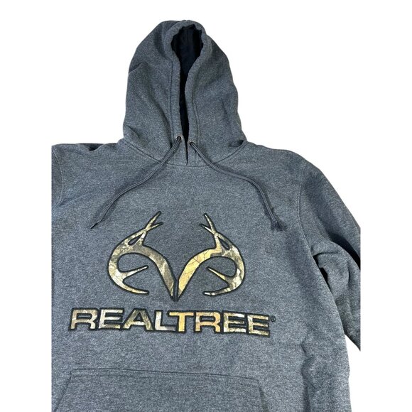 RealTree Hoodie Grey Deer Horns Camo No Size Long Sleeve Casual Pullover Hunting - Picture 2 of 8